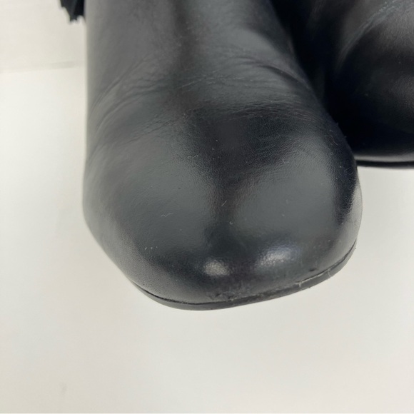 Lauren Ralph Lauren Belcia Black Leather Heeled Bootie Fringe Tassel Detail Sz 6 - Picture 14 of 16